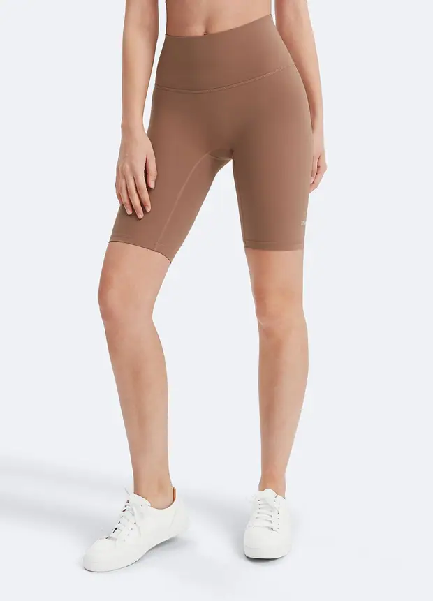 High-waisted Shorts in Sand, front view