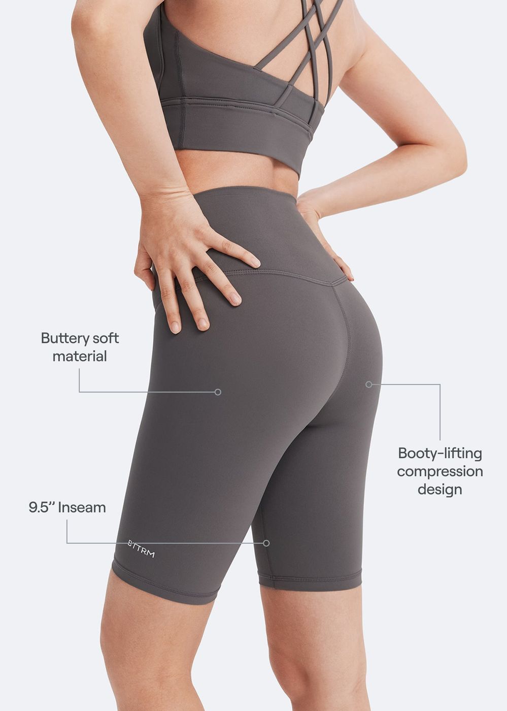 High-waisted Shorts in Gray, second view
