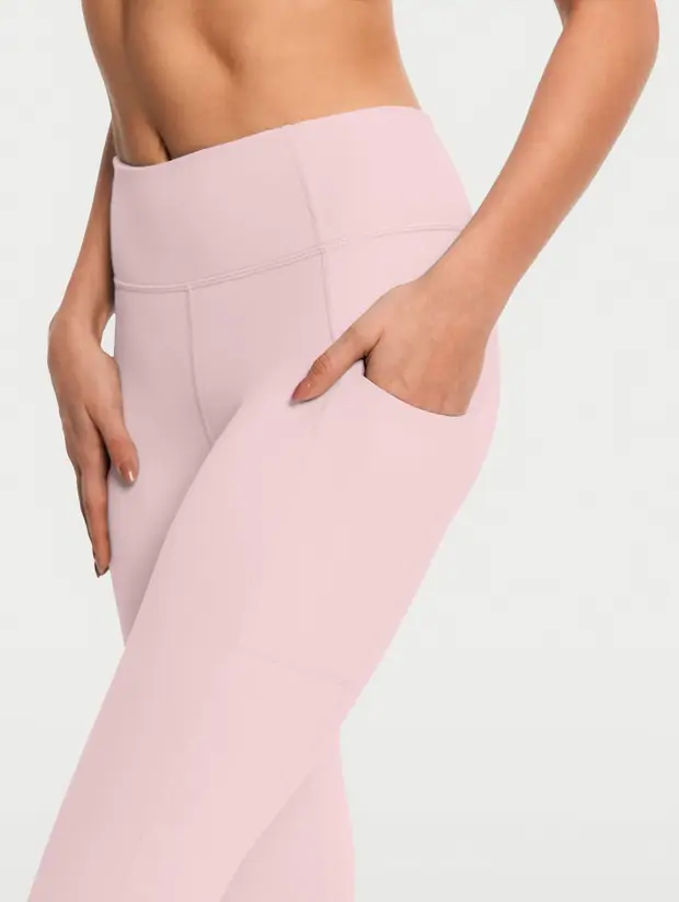 High-waisted Side Pocket Leggings in Ballet Pink, front view
