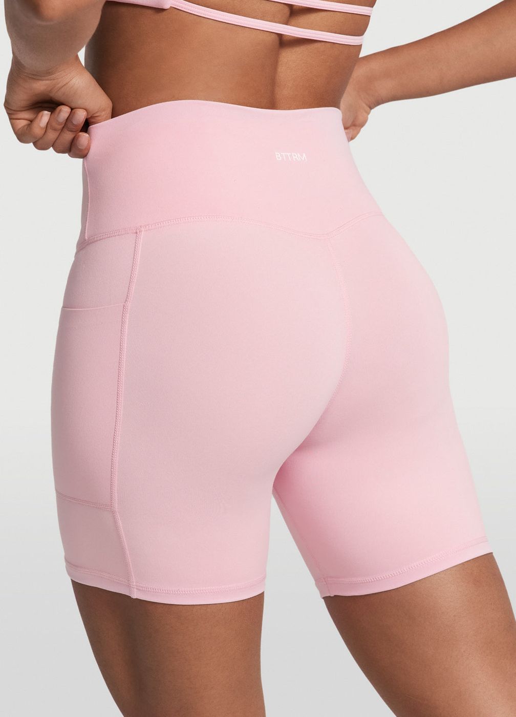 High-waisted Side Pocket Shorts in Ballet Pink, second view