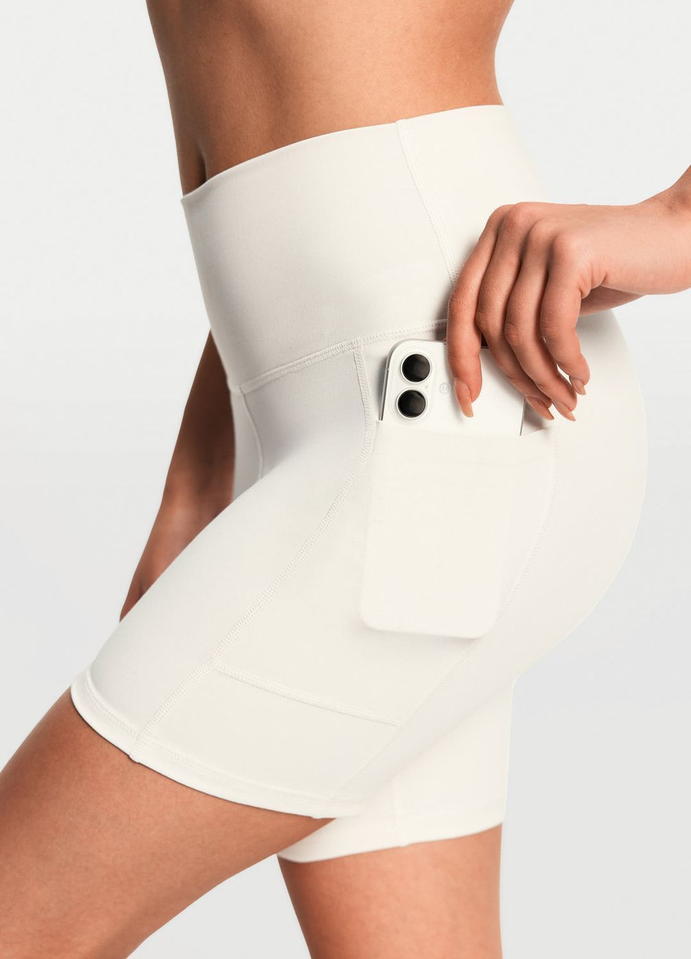 High-waisted Side Pocket Shorts in White, second view