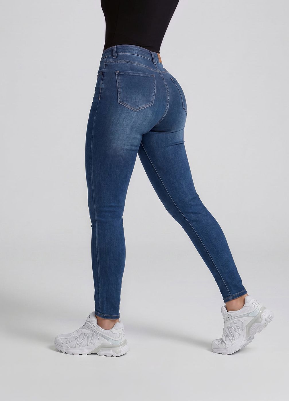 High Waisted Skinny Jeans in Deep Blue, detail