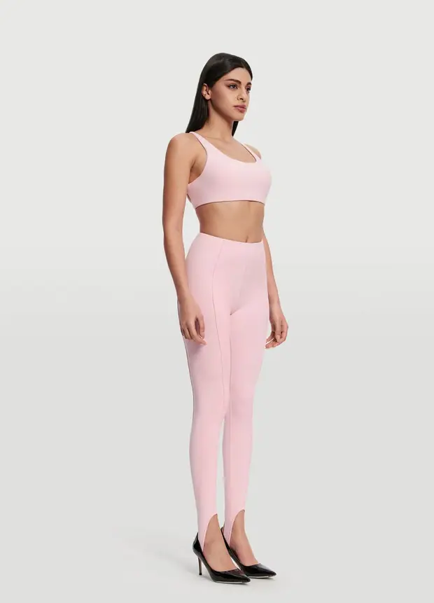 High-waisted Stirrup in Ballet Pink, front view