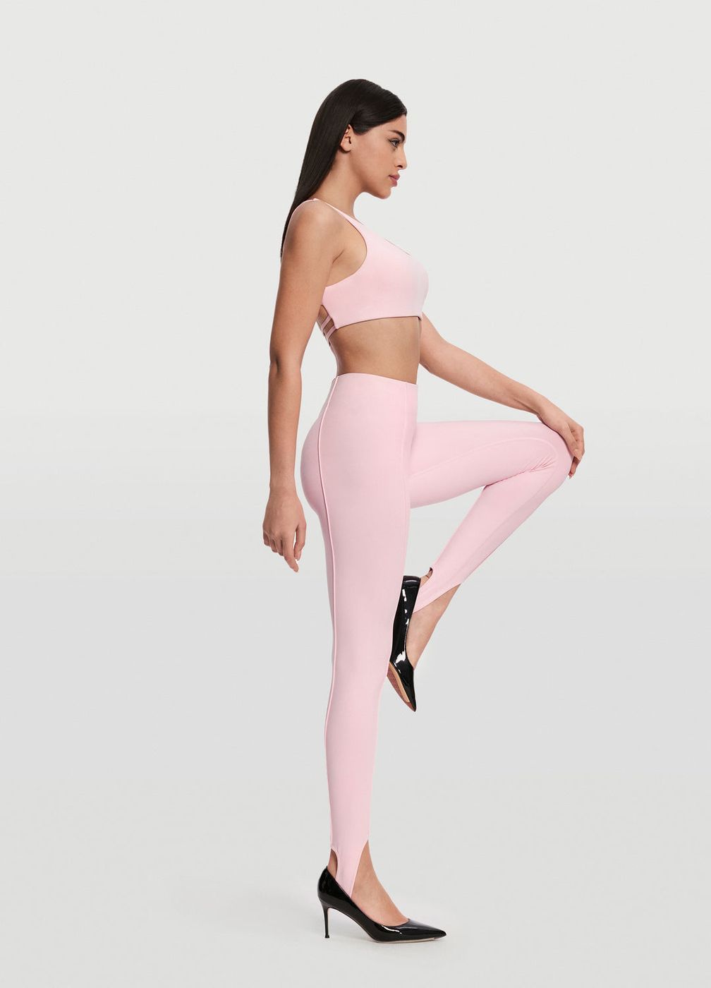 High-waisted Stirrup in Ballet Pink, detail
