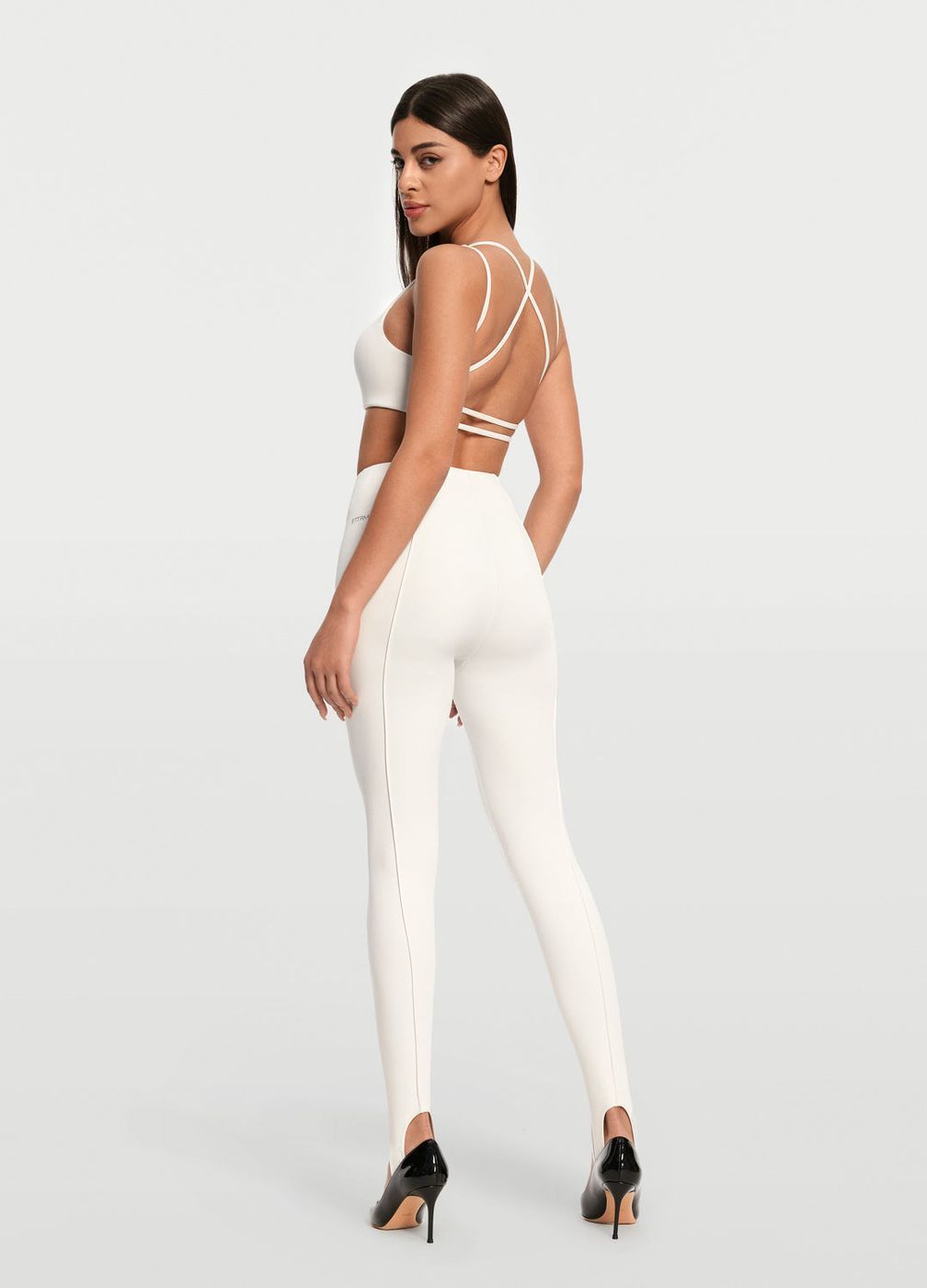 High-waisted Stirrup in White, front view