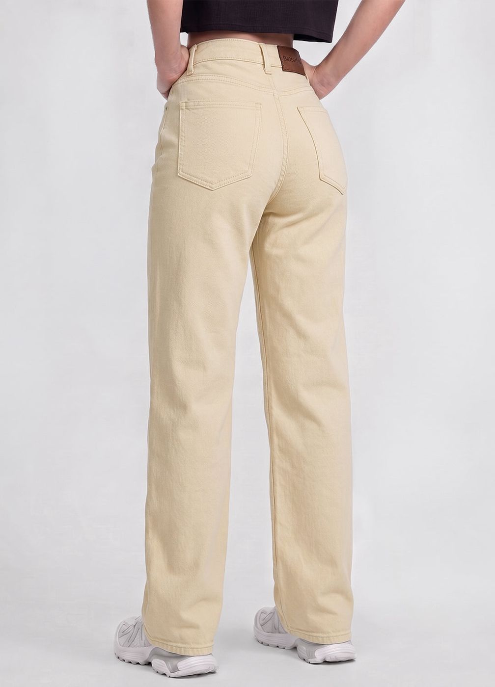 High Waisted Straight Jeans in Ivory, second view