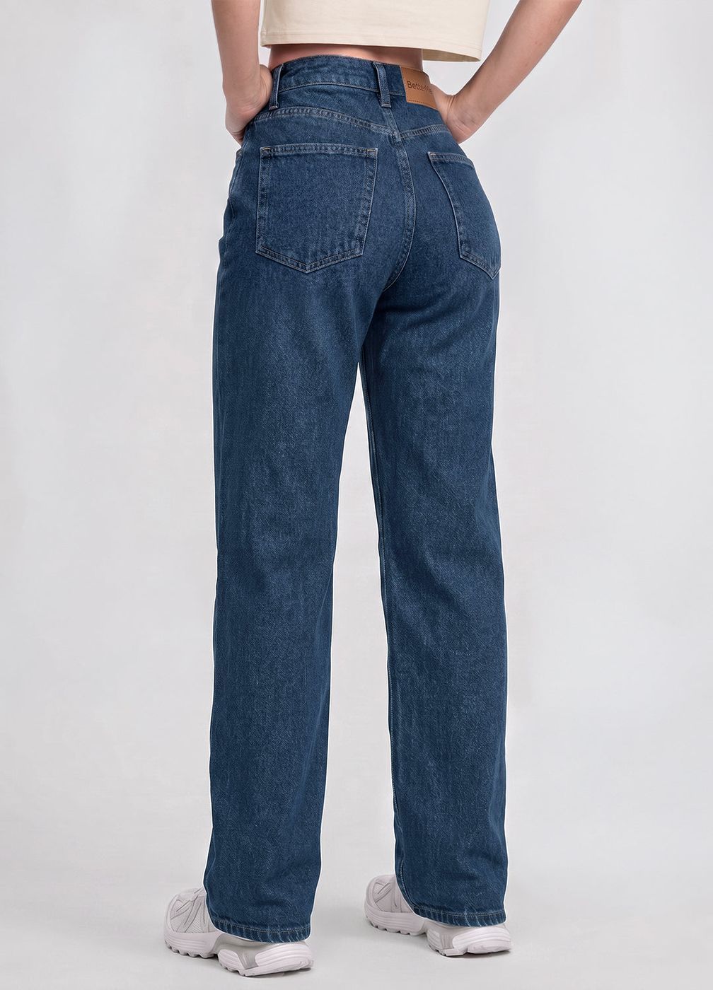 High Waisted Straight Jeans in Deep Blue, second view