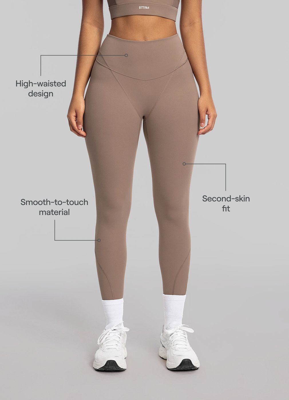 High-waisted Stretch Performance Leggings in Cocoa, second view