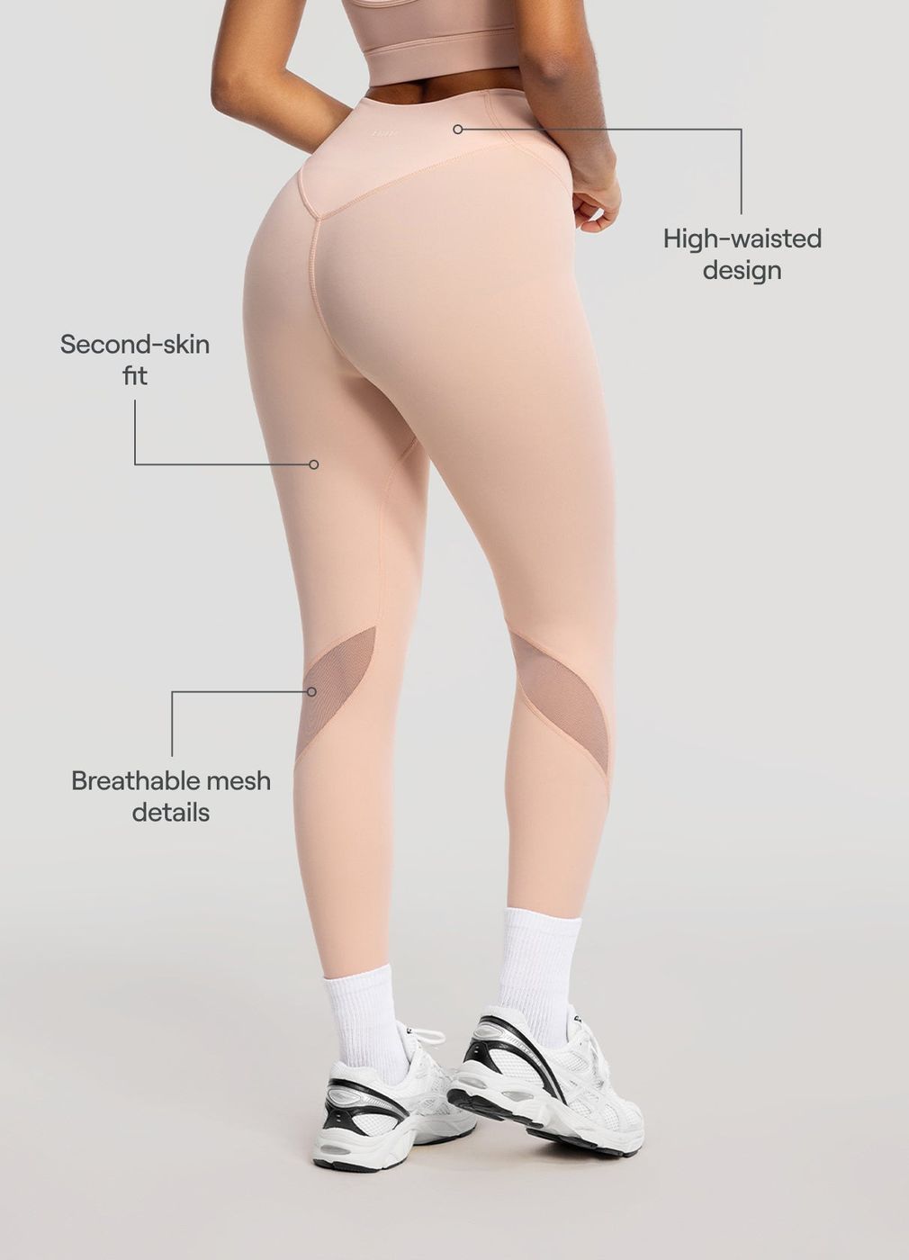 High-waisted Stretch Performance Leggings in Seashell, second view