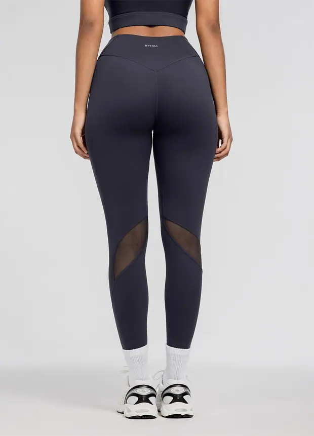 High-waisted Stretch Performance Leggings in Charcoal, front view