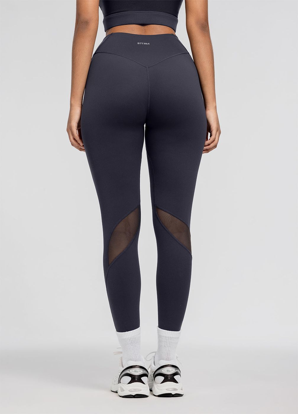 High-waisted Stretch Performance Leggings in Charcoal, front view