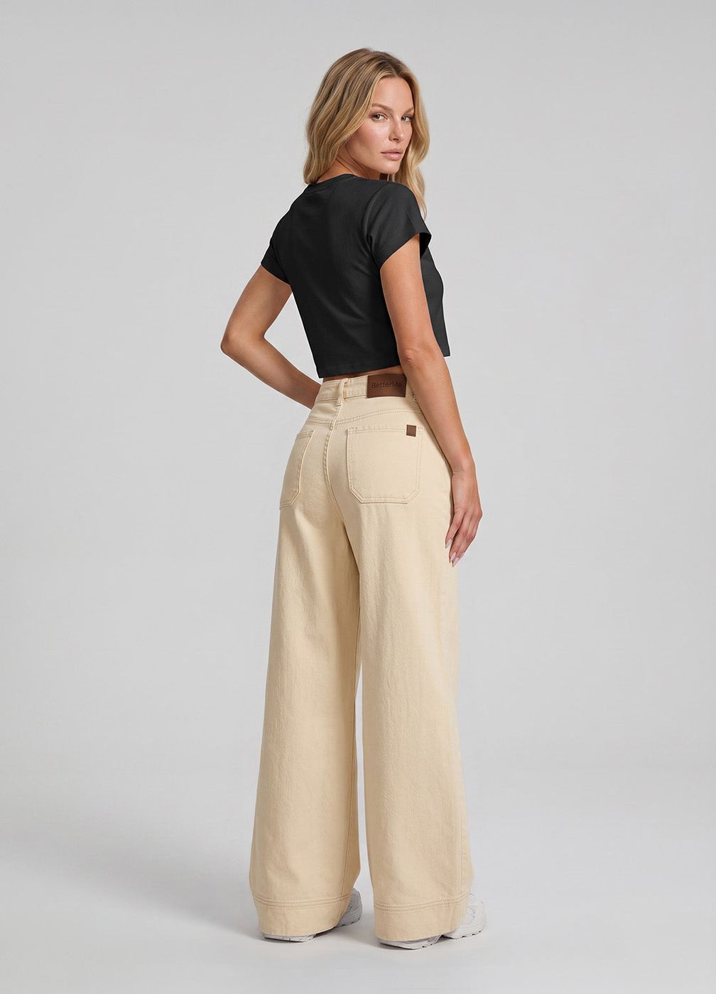 High Waisted Wide Leg Jeans in Ivory, second view