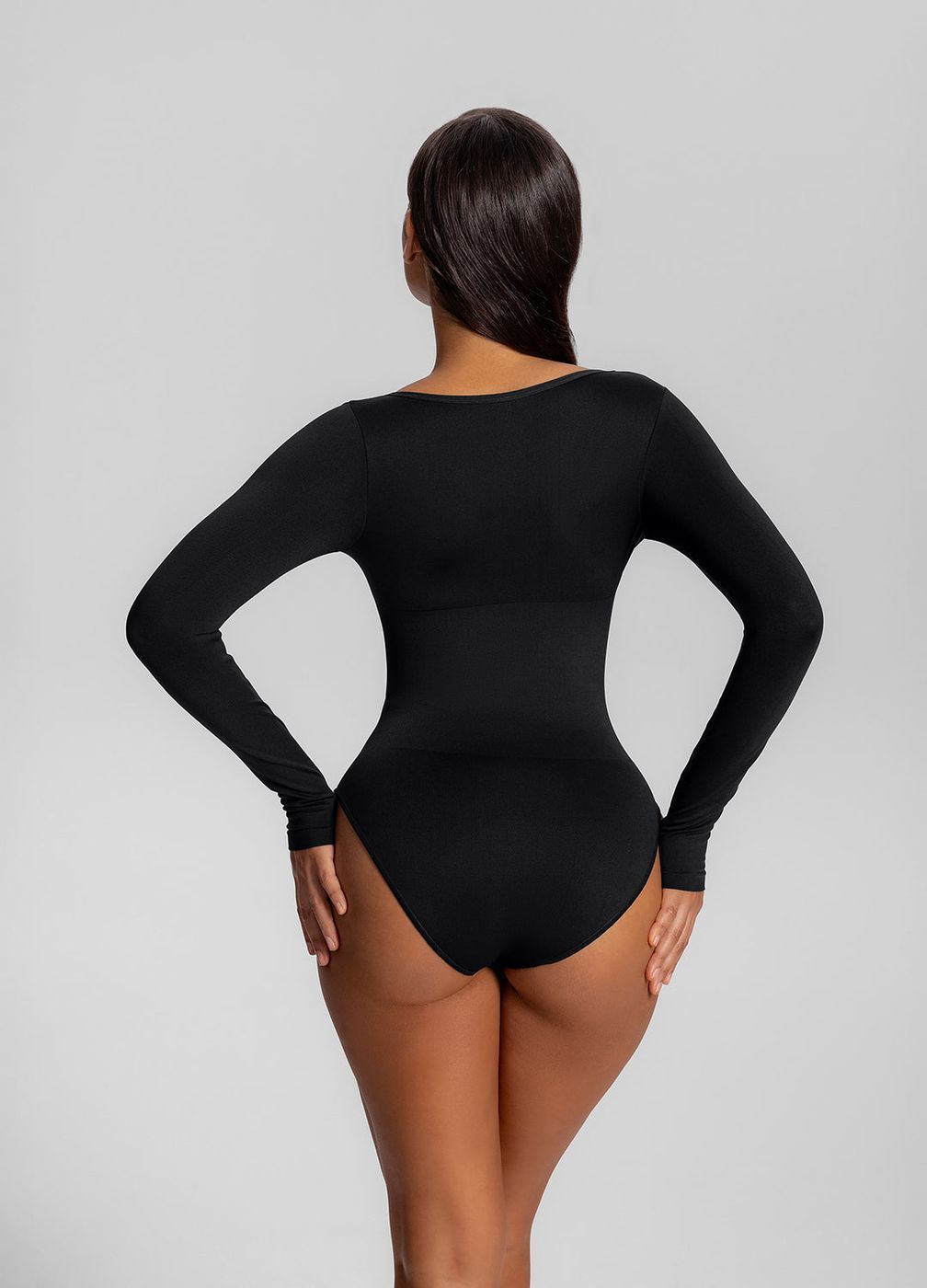 Long Sleeve Full Bodysuit in Noir, detail
