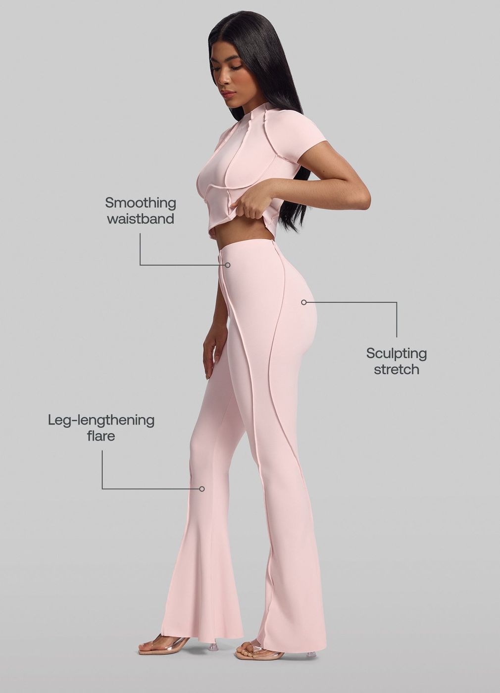 Longline Flare Leggings in Ballet Pink, second view