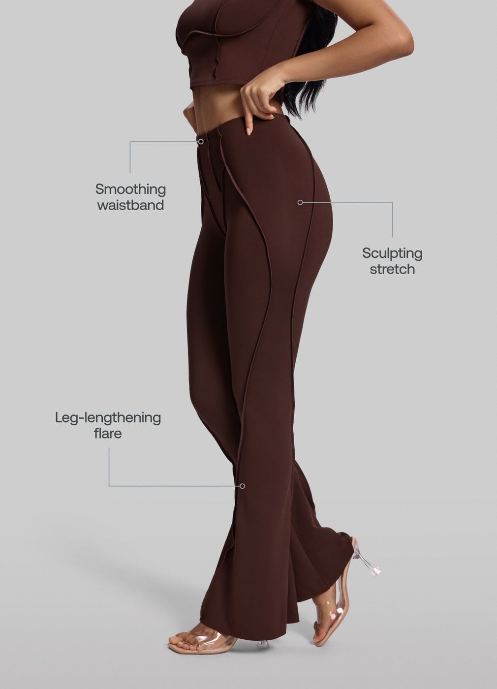 Longline Flare Leggings in Chocolate, second view
