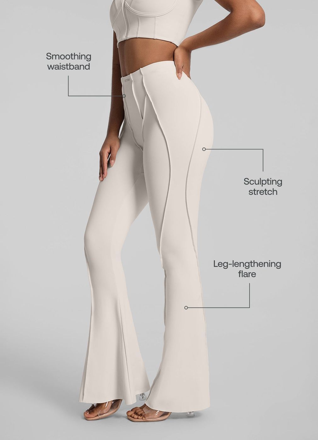 Longline Flare Leggings in Ivory, second view