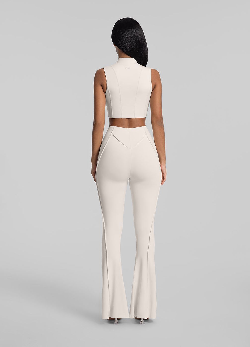 Longline Flare Leggings in Ivory, detail