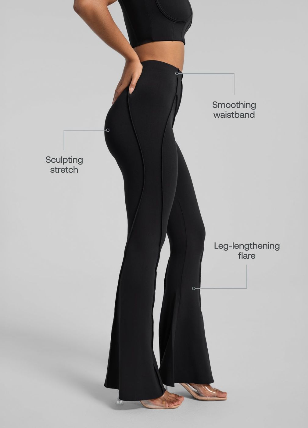 Longline Flare Leggings in Black, second view