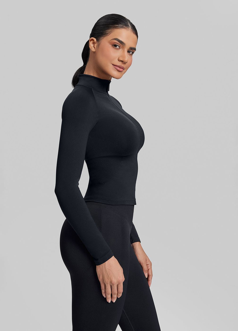 Longline Full Zipper Jacket in Black, second view