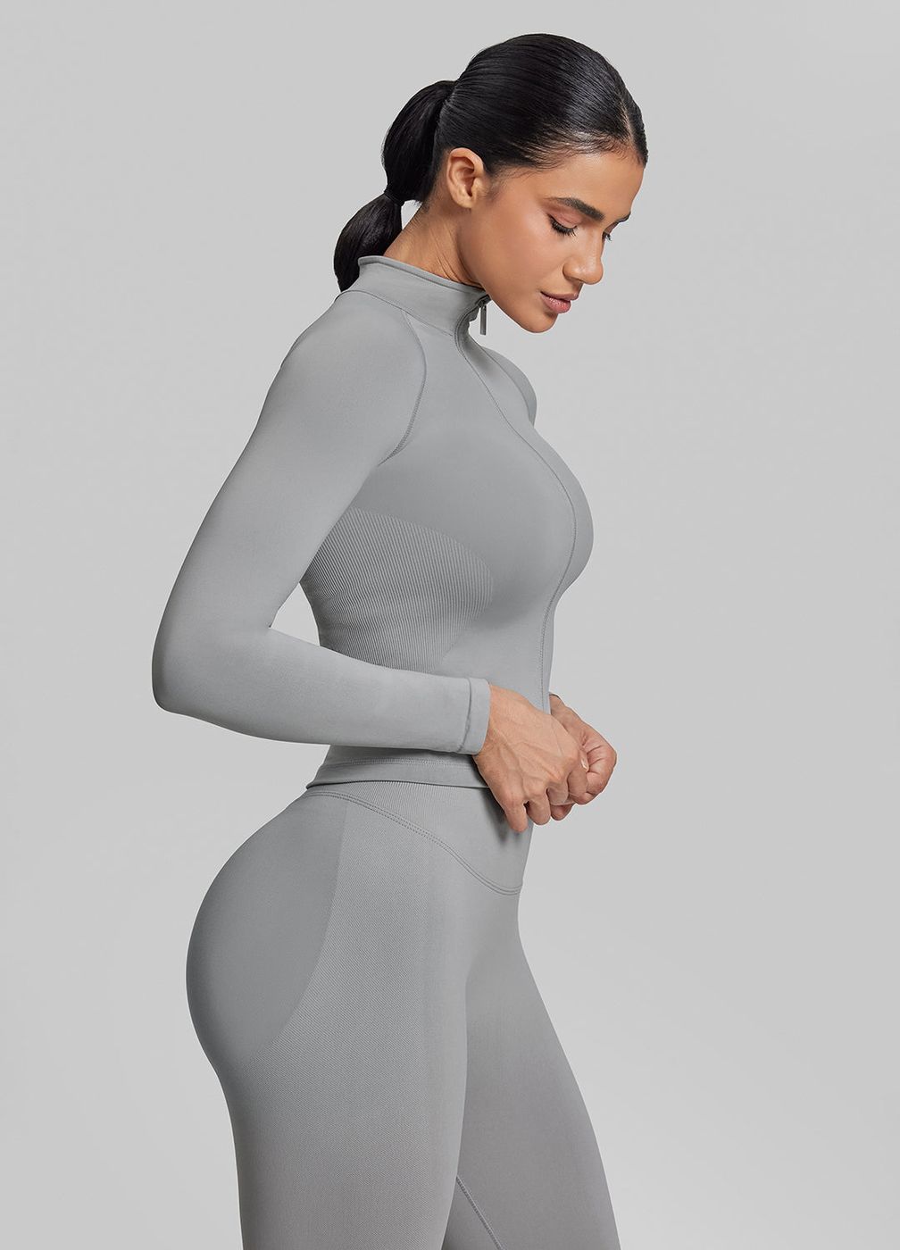 Longline Full Zipper Jacket in Ash Grey, second view