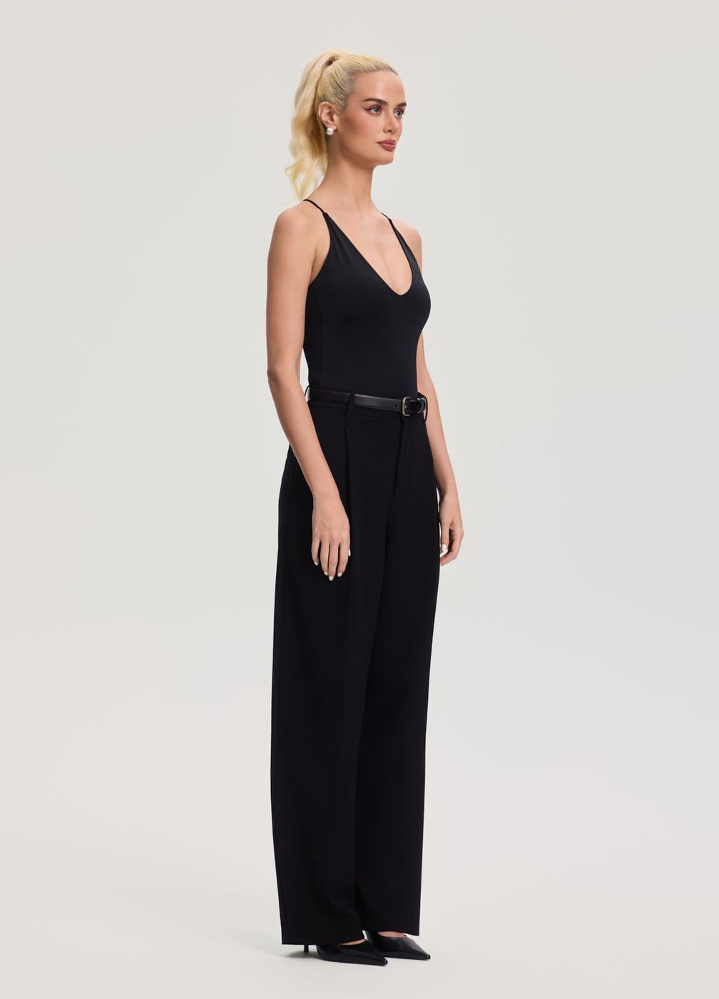 Mid Rise Wide-leg Pants in Black, second view