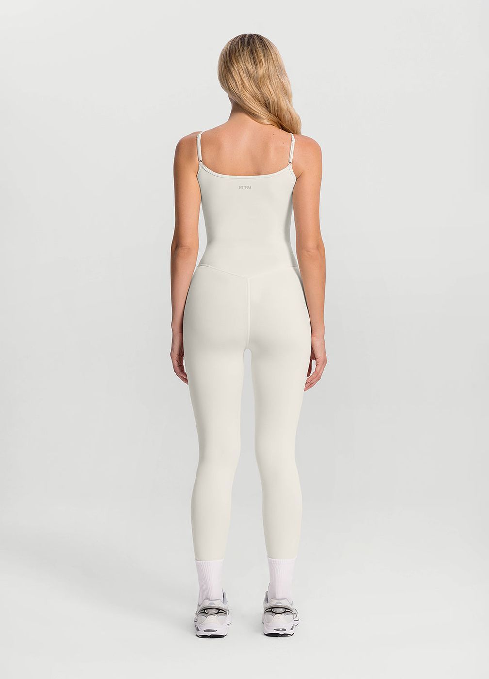 Minimal Stitch Onesie in White, detail