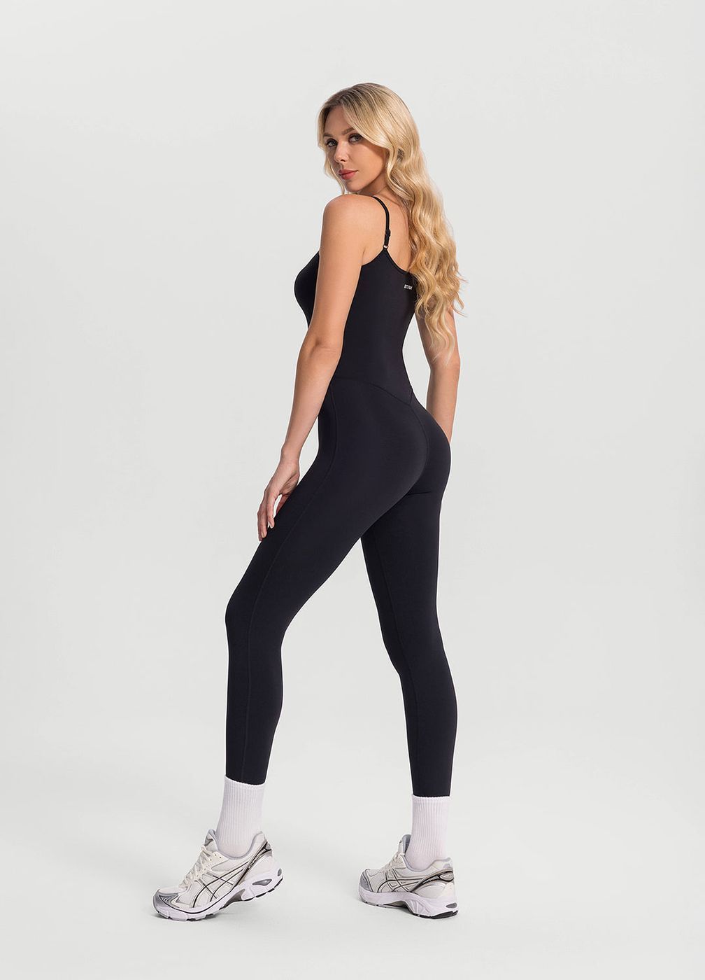 Minimal Stitch Onesie in Black, second view