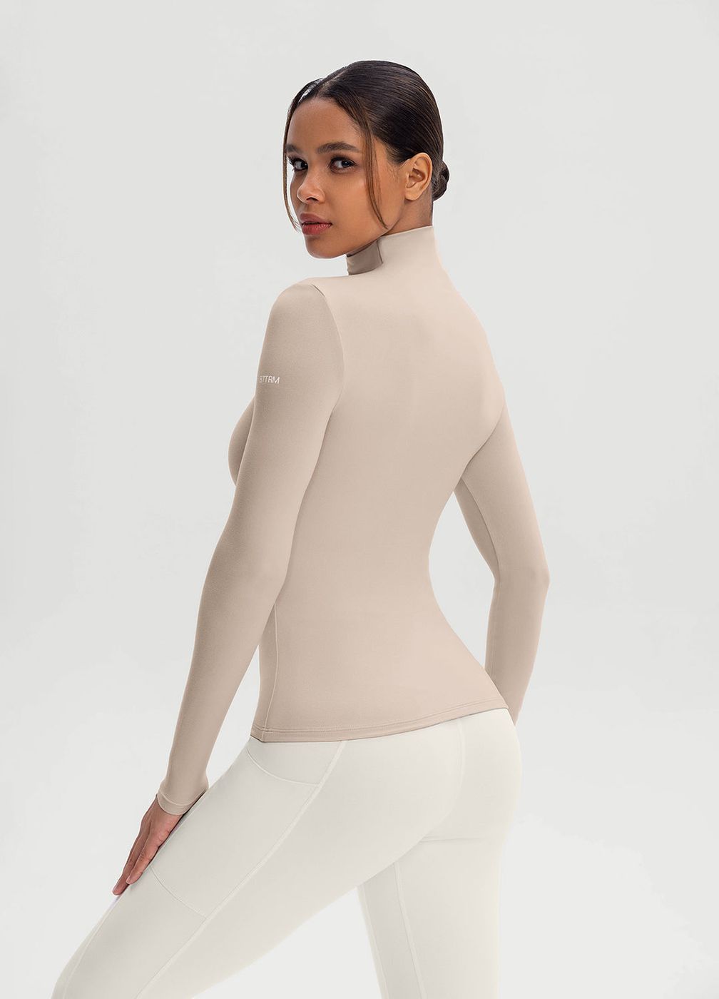 Mock Neck Long Sleeve Top in Oat Milk, second view