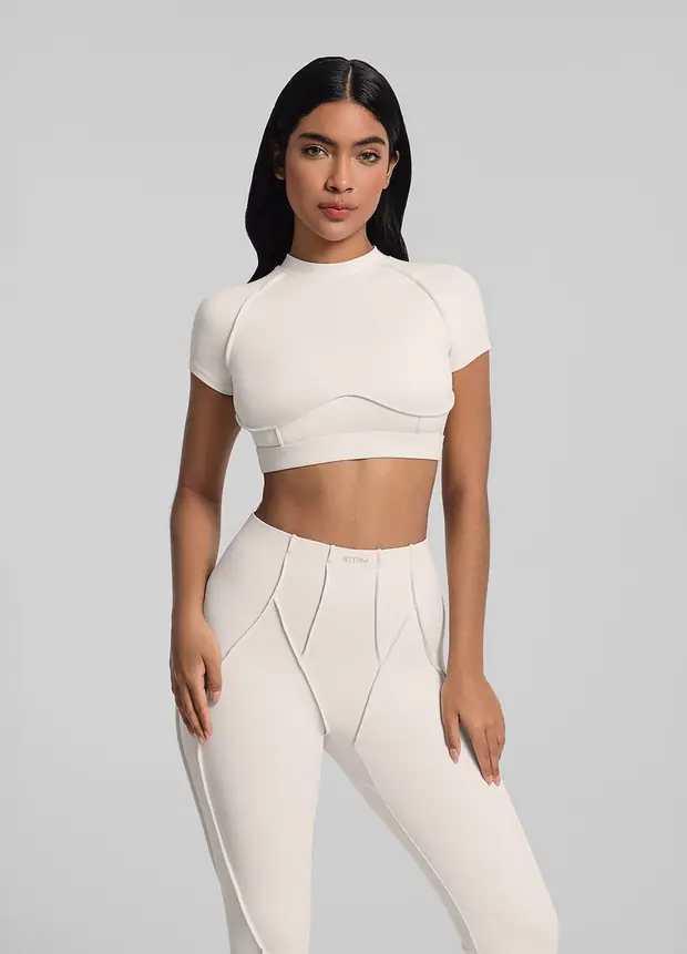 Open-back Crop Top in Ivory, front view