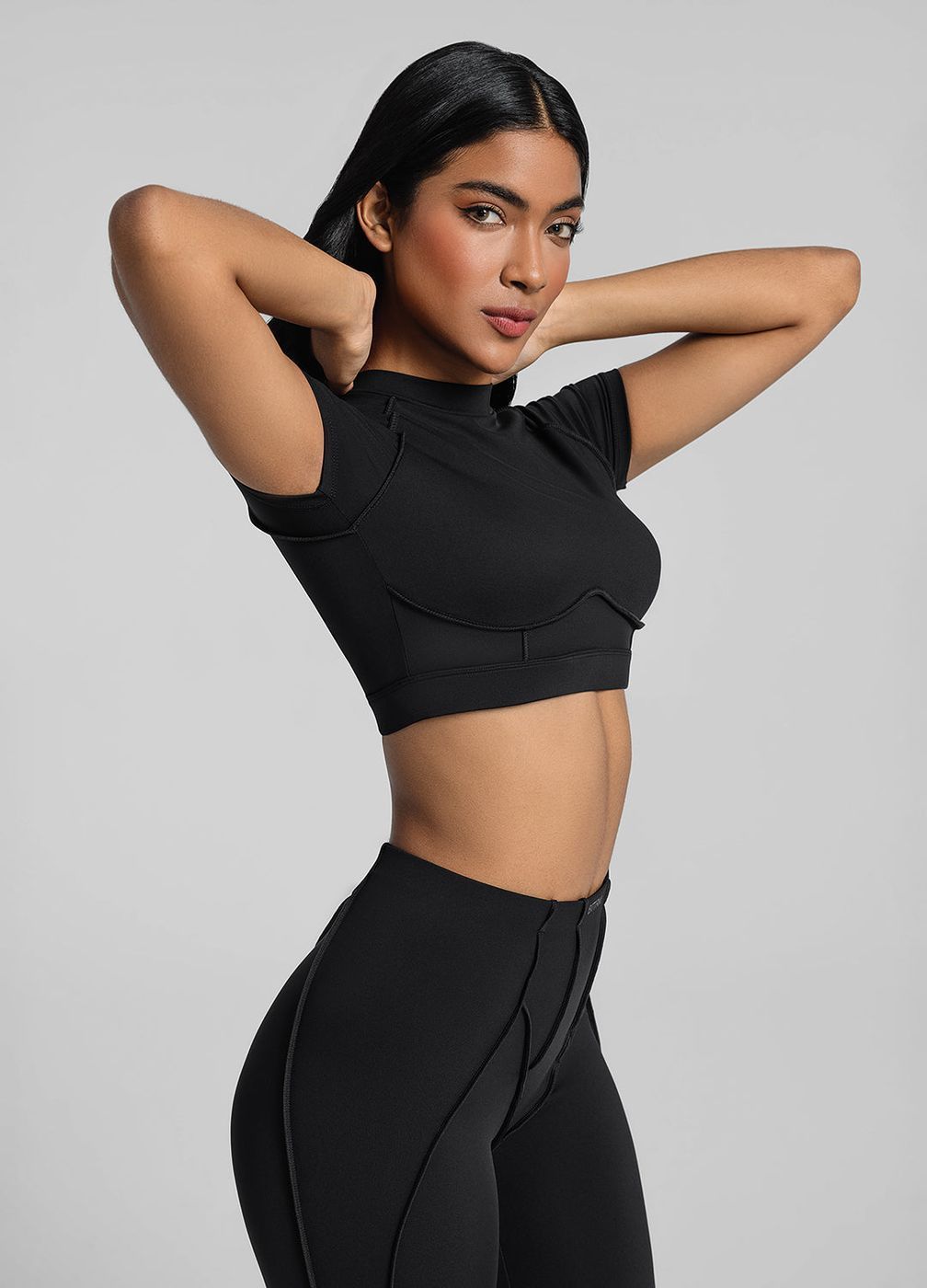 Open-back Crop Top in Black, detail