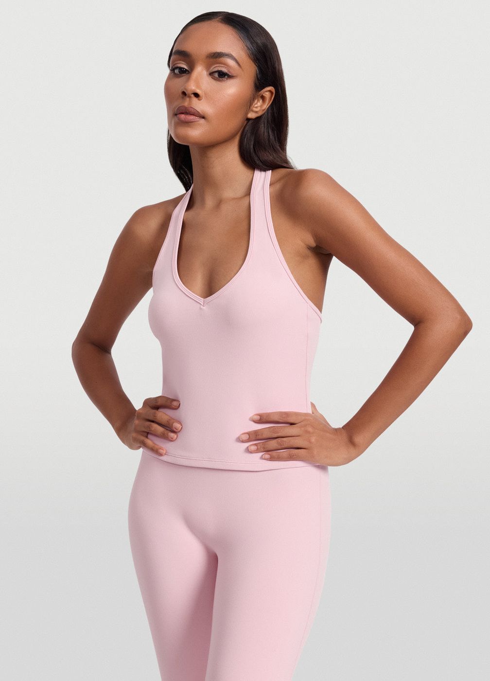 Open Back Halter Tank Top in Ballet Pink, second view