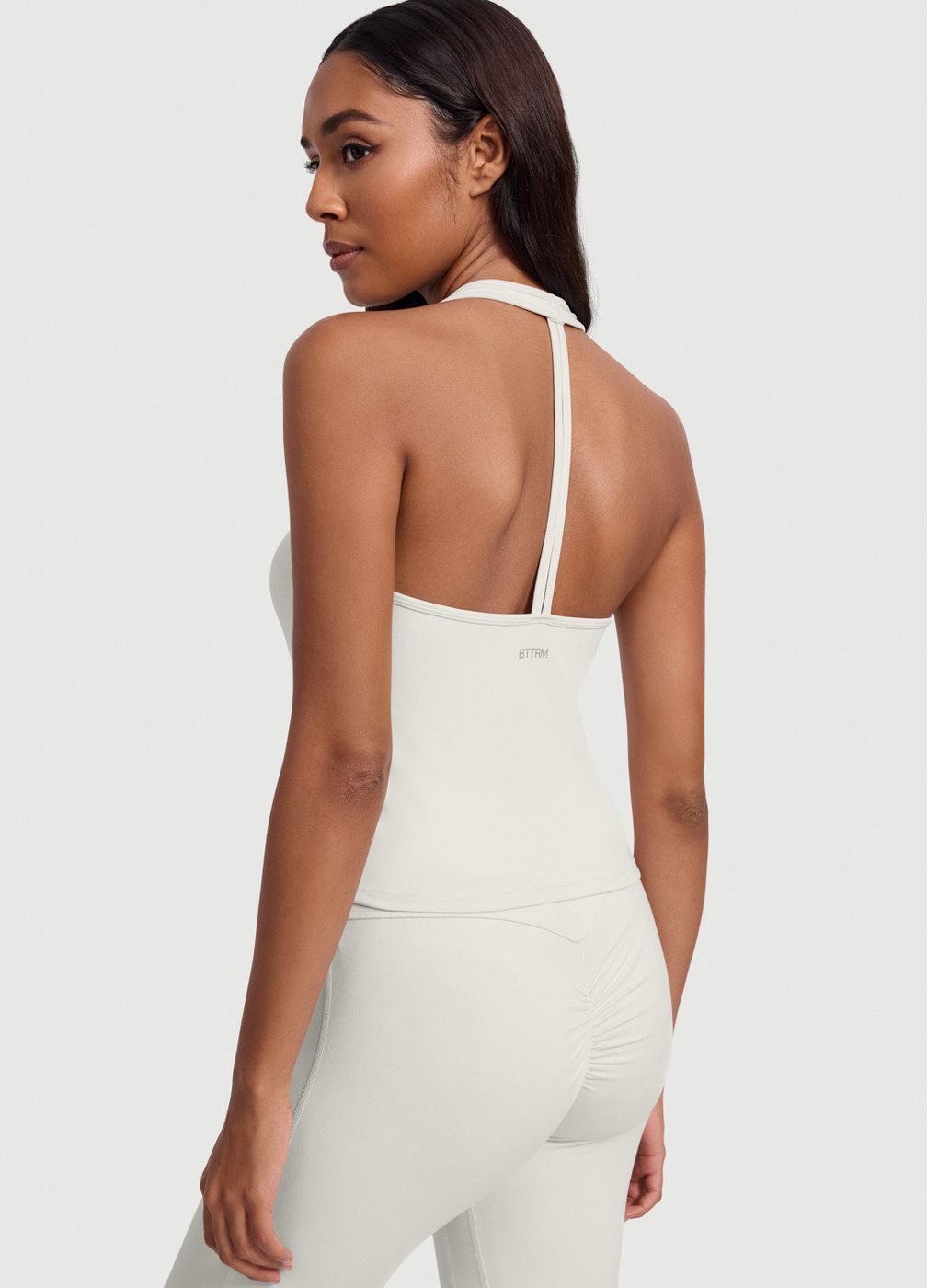 Open Back Halter Tank Top in White, second view