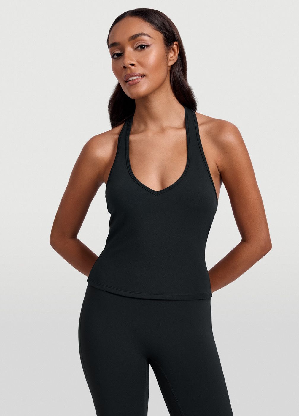 Open Back Halter Tank Top in Black, second view