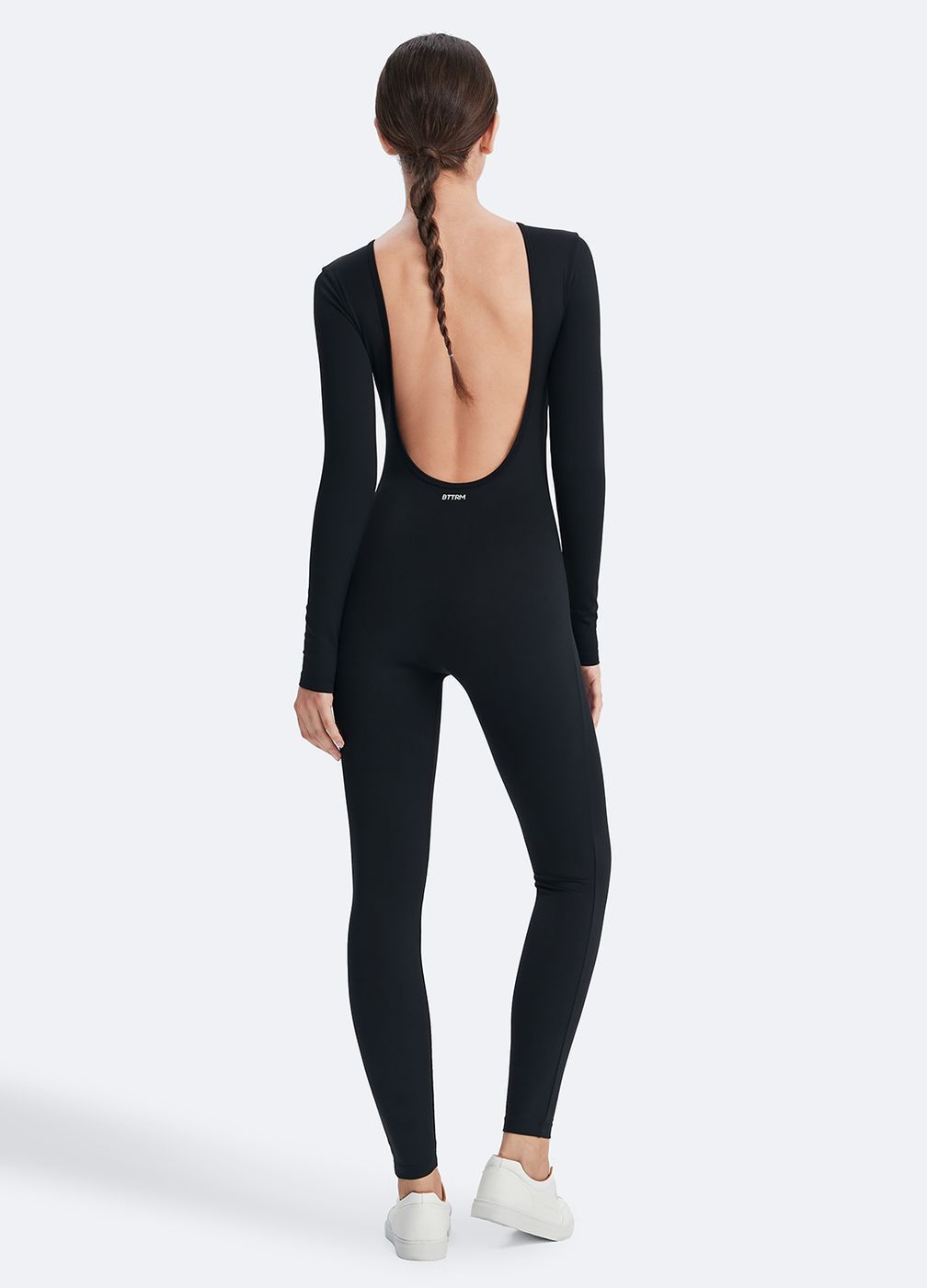 Open Back Jumpsuit in Inky Black, detail