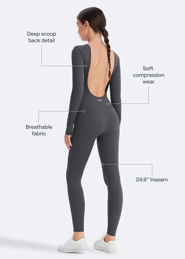 Open Back Jumpsuit in Slate Gray, front view