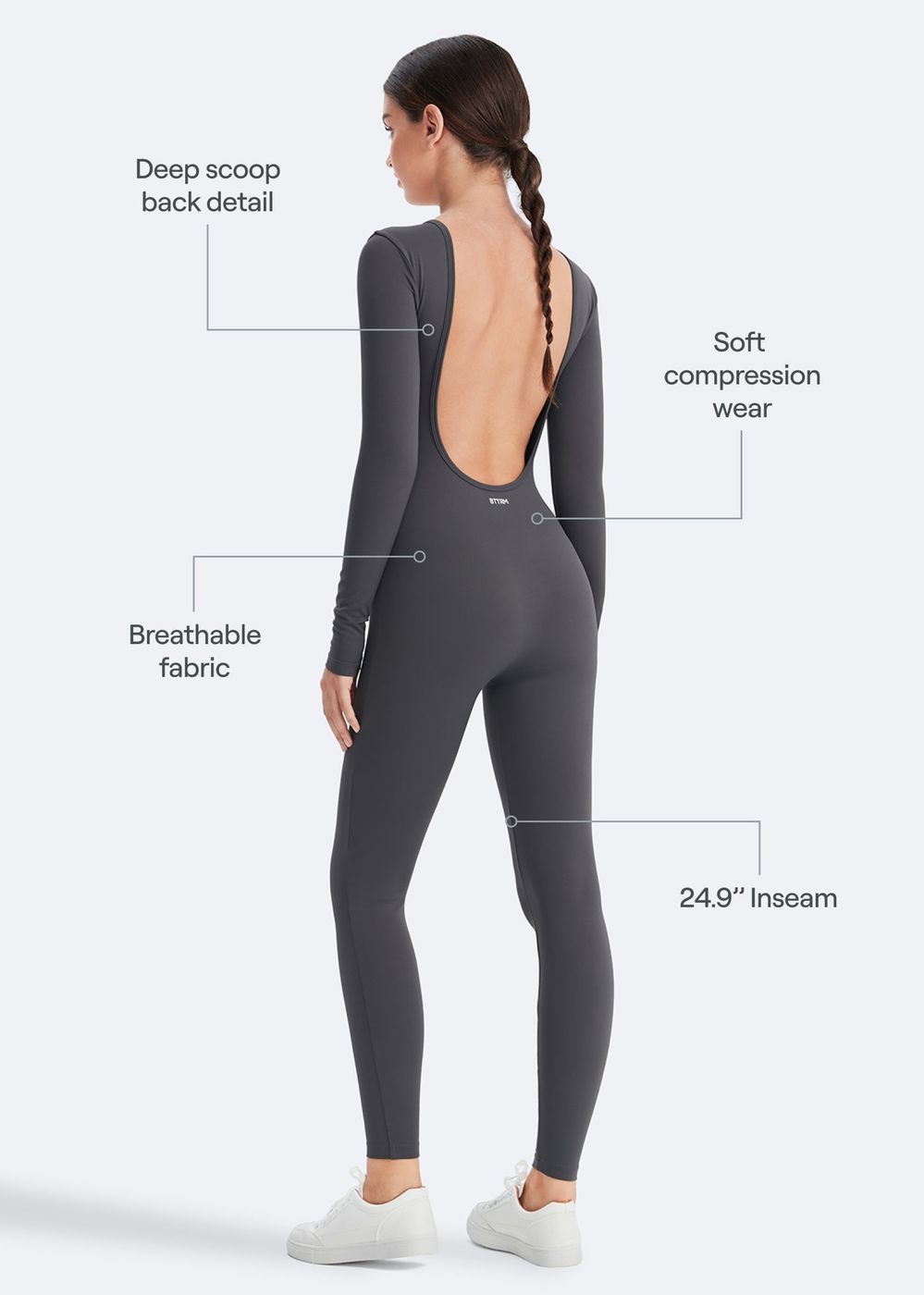 Open Back Jumpsuit in Slate Gray, front view