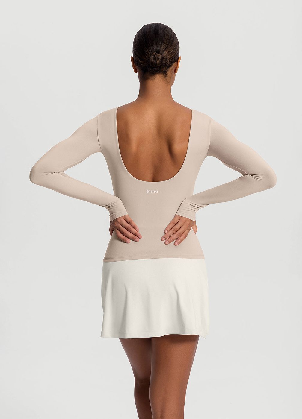 Open-back Long Sleeve Top in Oat Milk, detail