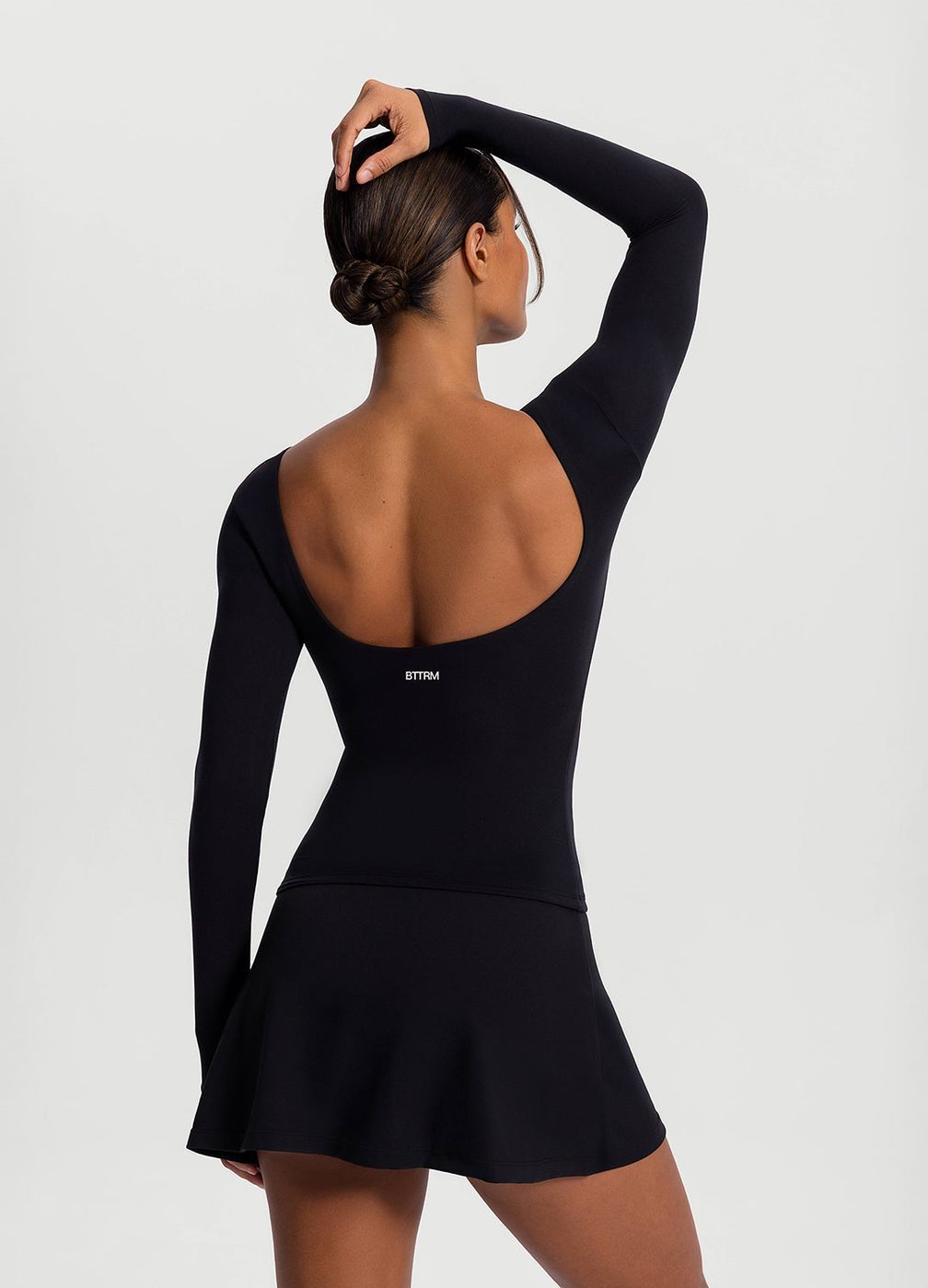 Open-back Long Sleeve Top in Black, detail