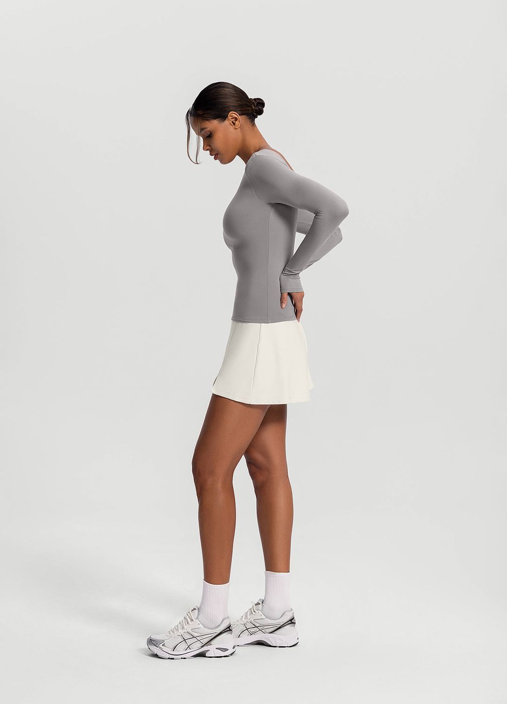 Open-back Long Sleeve Top in Cool Gray, second view