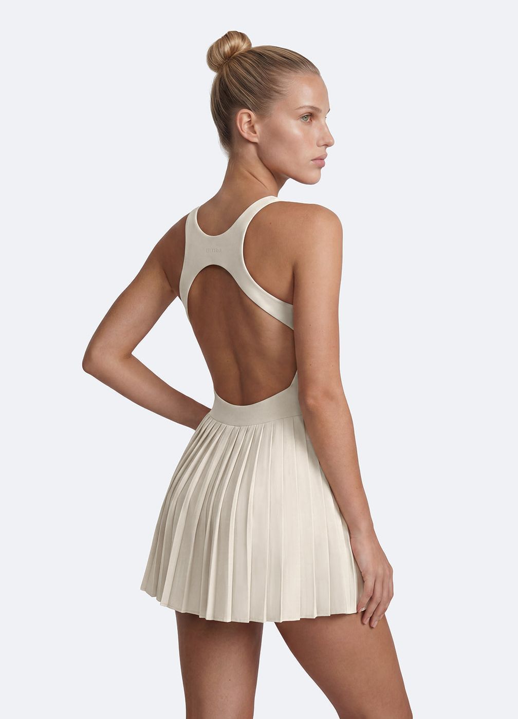 Open-back Pleated Tennis Dress in Ivory, second view