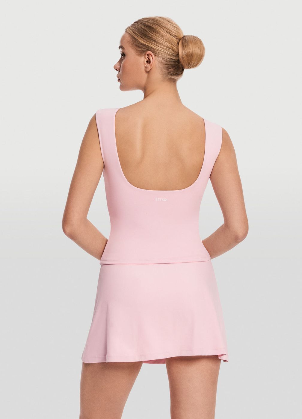 Open Back V-neck Top in Ballet Pink, detail