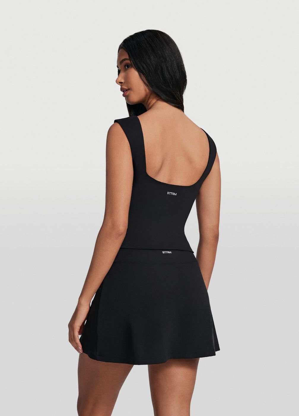 Open Back V-neck Top in Black, detail