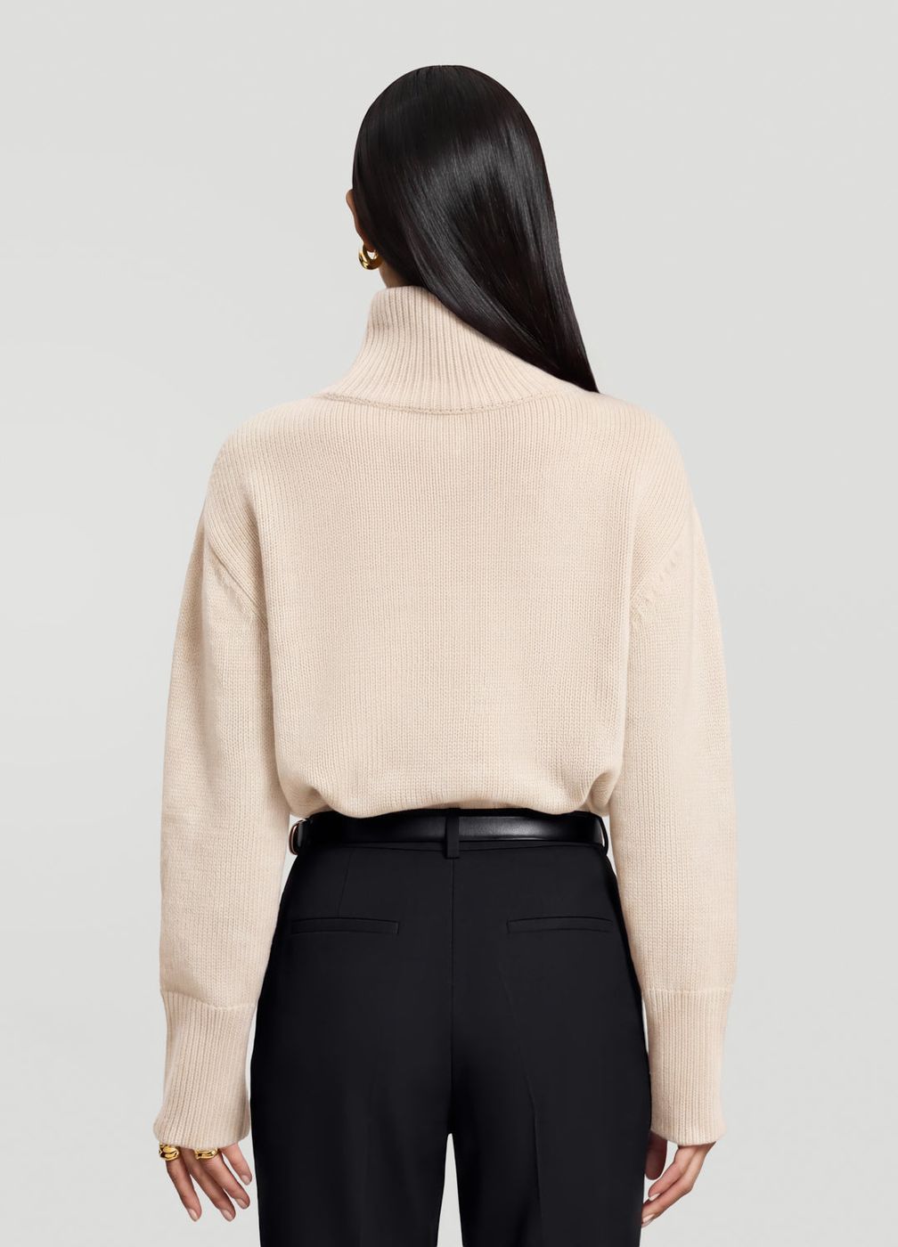 Oversized Wool Turtleneck Sweater in Ivory, second view
