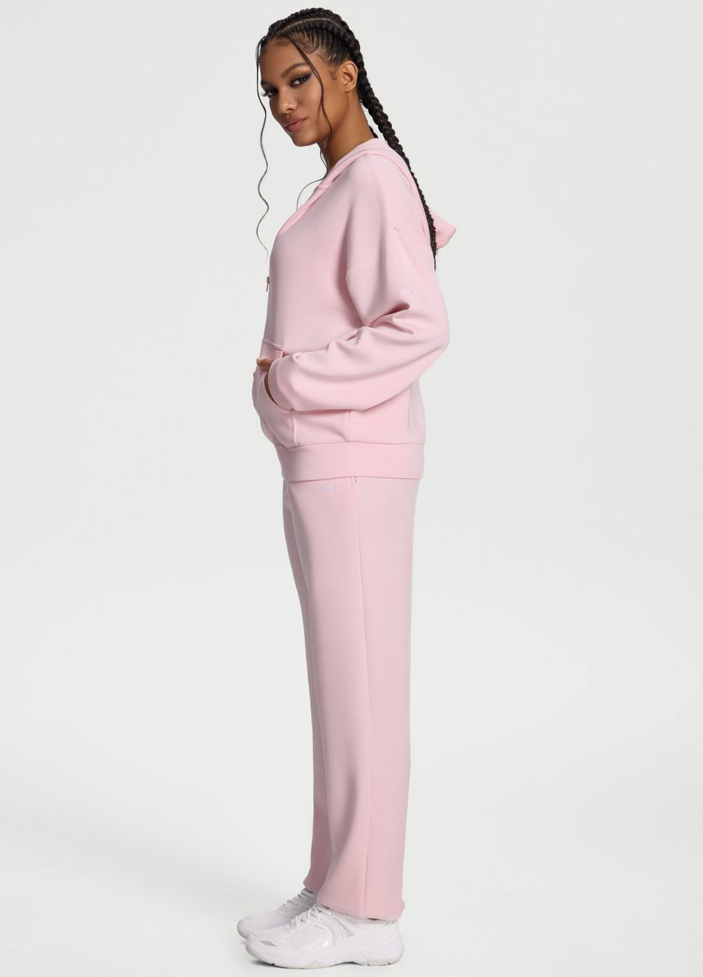 Oversized Zip-up Hoodie in Ballet Pink, second view