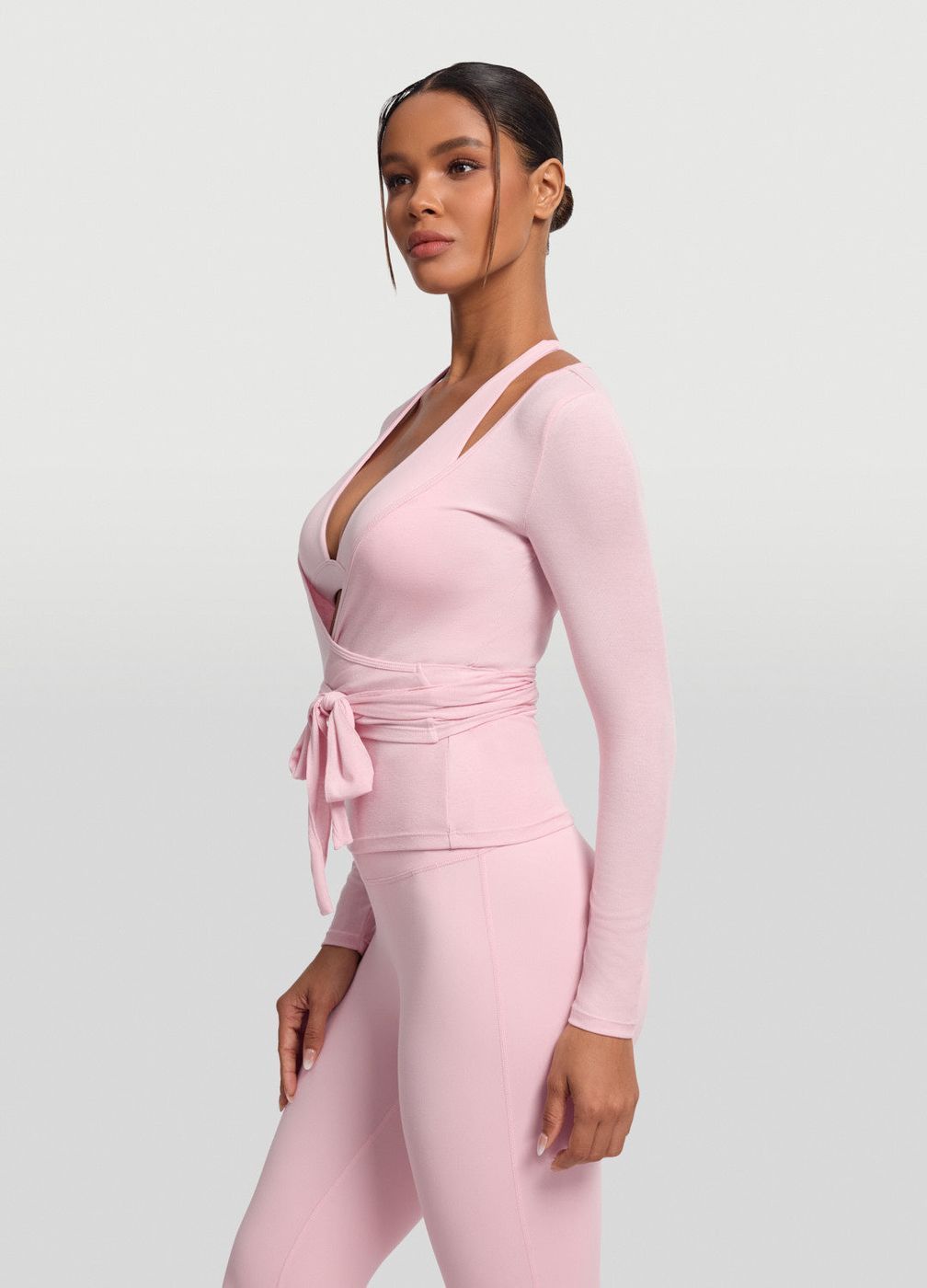 Pilates Wrap Top in Ballet Pink, second view