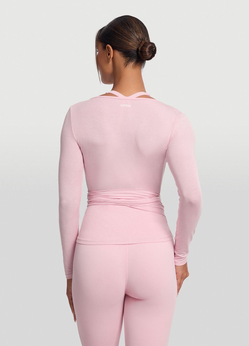 Pilates Wrap Top in Ballet Pink, detail