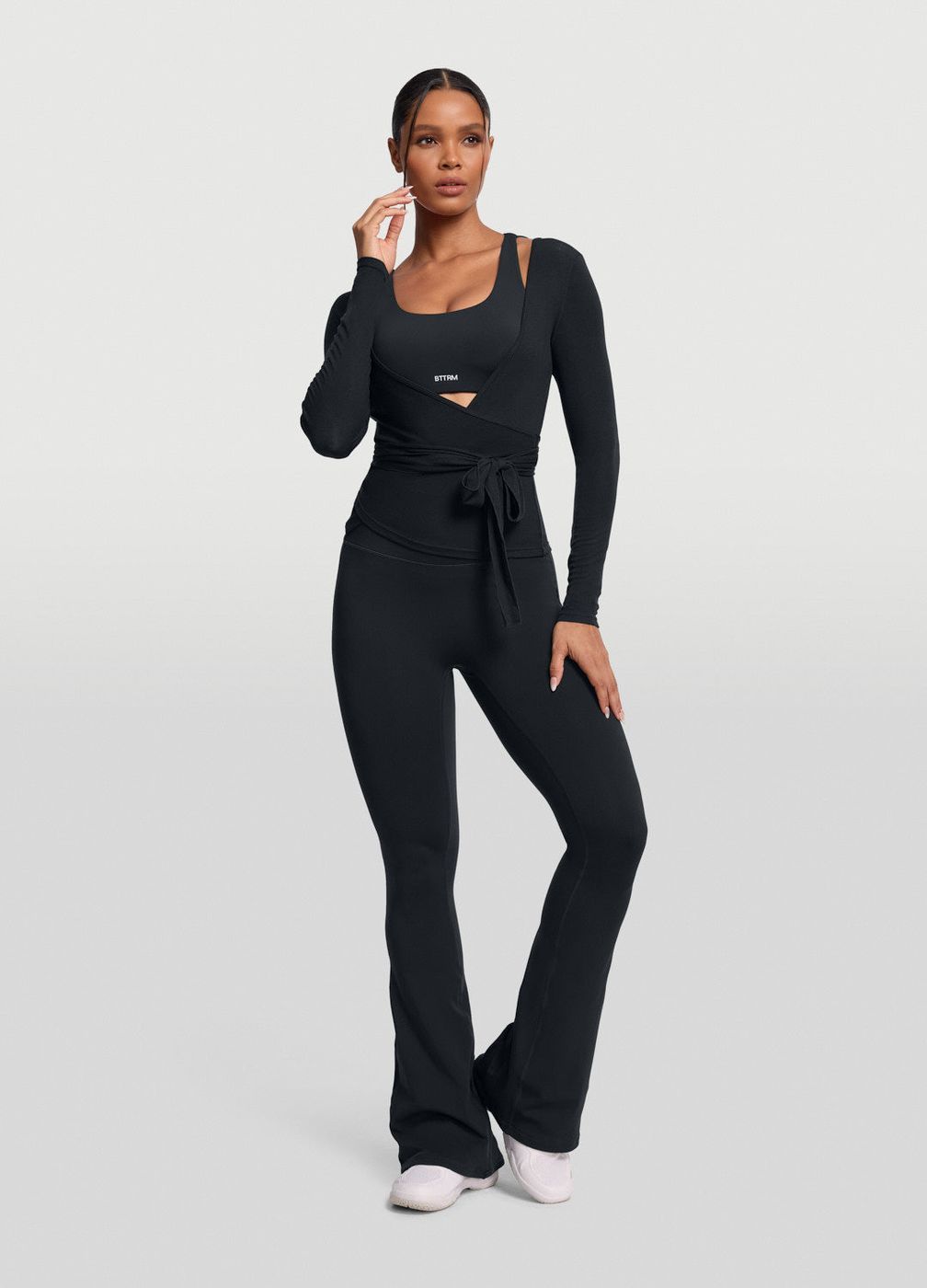 Pilates Wrap Top in Black, second view