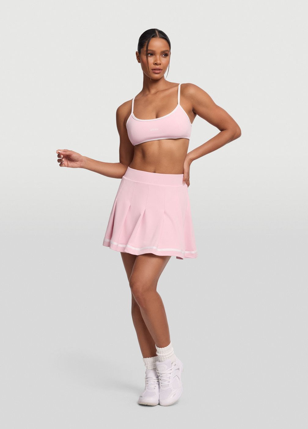 Pleated Tennis Skirt in Ballet Pink, front view