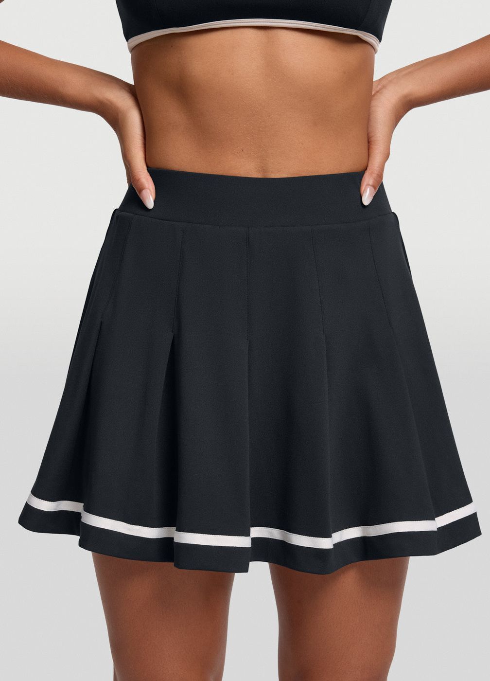 Pleated Tennis Skirt in Black, front view