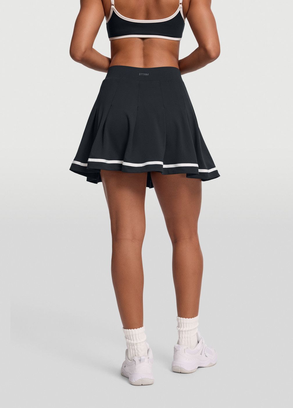 Pleated Tennis Skirt in Black, detail